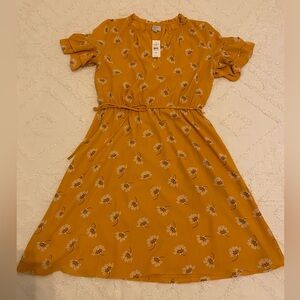 LOFT Brand New Mustard Floral Summer Dress- Medium
